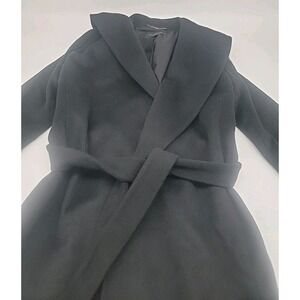 Ann Taylor Black Wool Blend Shawl Collar Wrap Coat Warm Jacket Women's M Nice!